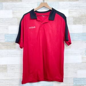 SAFEbuilt Lands End Tech Polo Shirt Red Black Employee Work Uniform Mens Large
